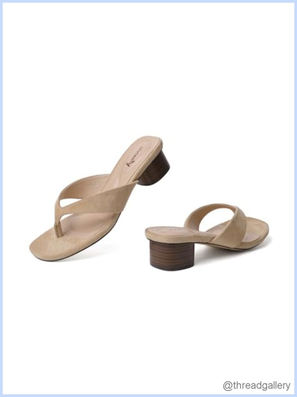Women's Suede Chunky Block Heel Thong Sandals Square Toe Slip On Mules
